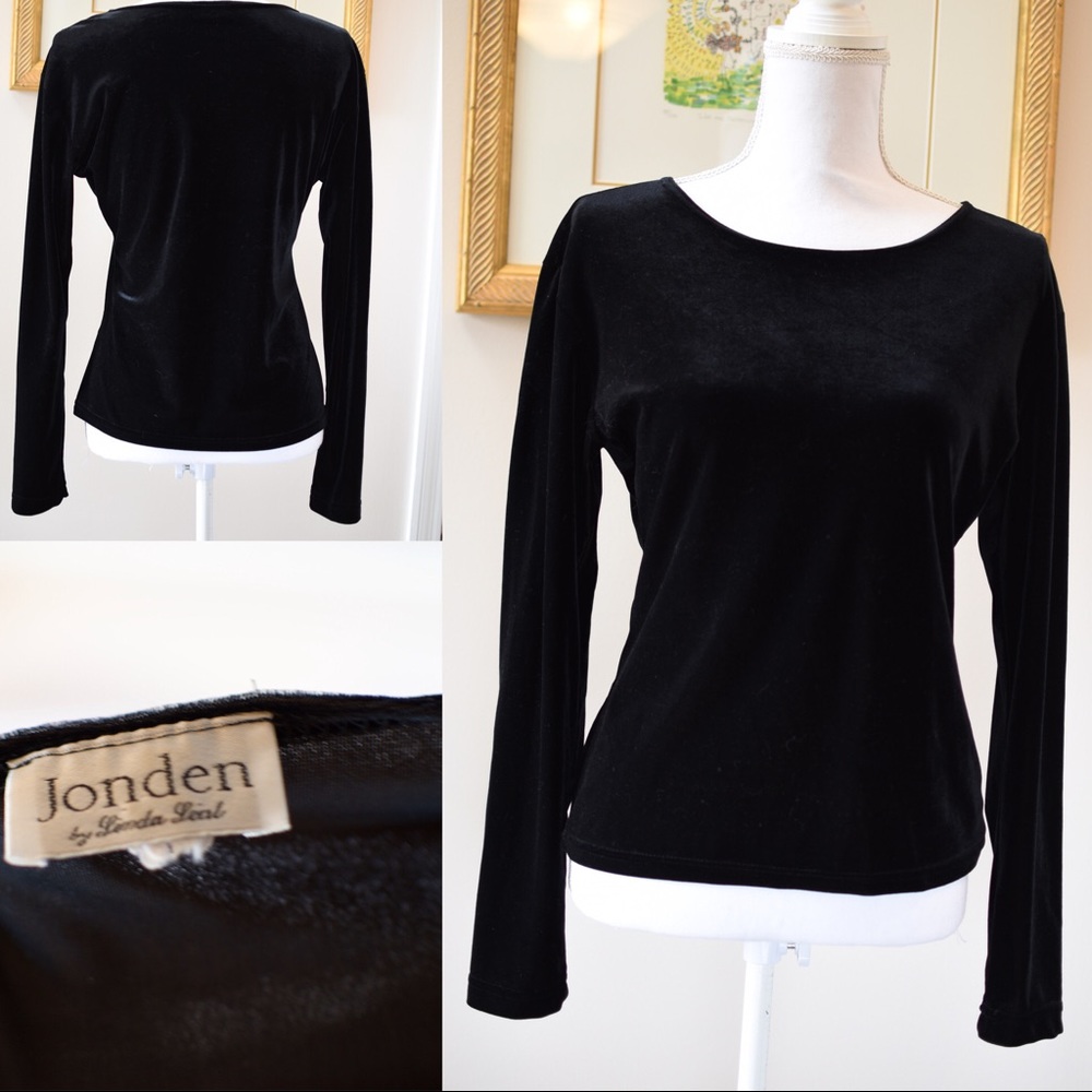 Black Velvet Stretchy Scoop Neck Top - Holidays